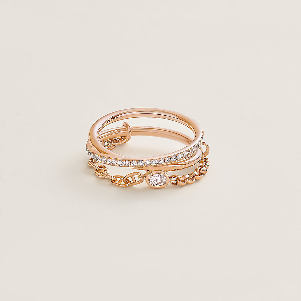 Chaine d'ancre Chaos Nano ring - Rose gold | Hermès USA
